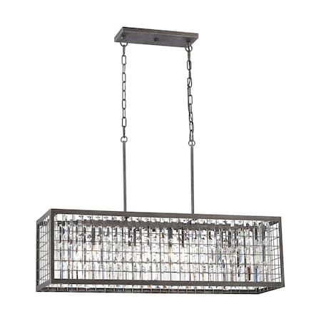 Nadina 4-Lght Chandelier In Slvrdust Iron W/Clear Crystal Wire Cage
